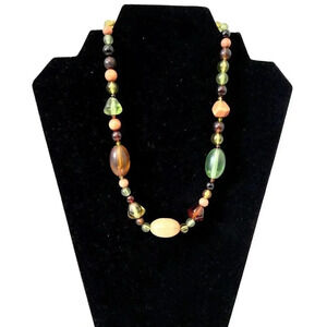 Vintage Estate Choker Necklace 18" Green Orange Brown Tan